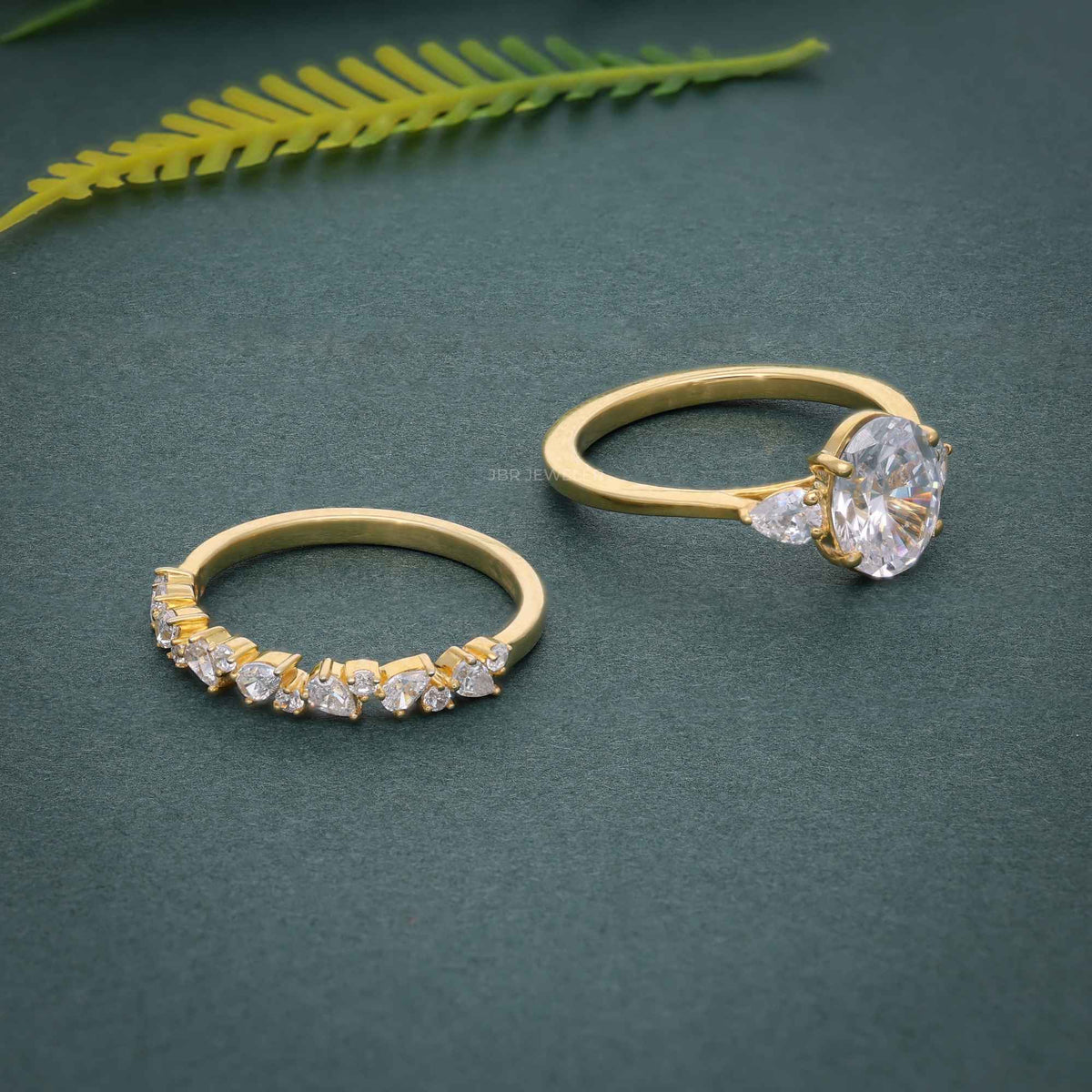 Oval Cut Three Stone Lab Grown Diamond Bridal Ring Sets - JBR Jeweler