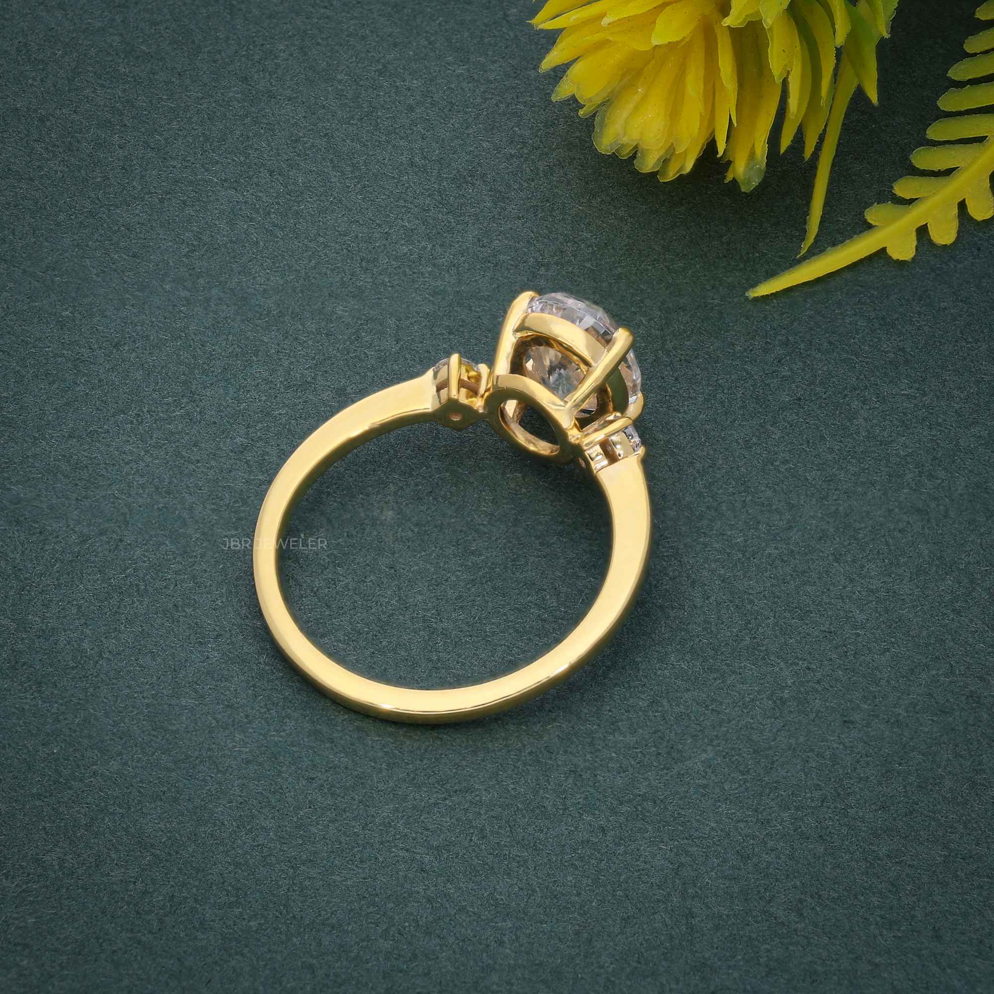 Three Stone Oval Cut Moissanite Engagement Ring - JBR Jeweler