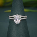 Oval Moissanite Solitaire Engagement Ring Set With Eternity Band