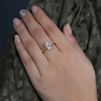 Oval Moissanite Solitaire Engagement Ring Set With Eternity Band