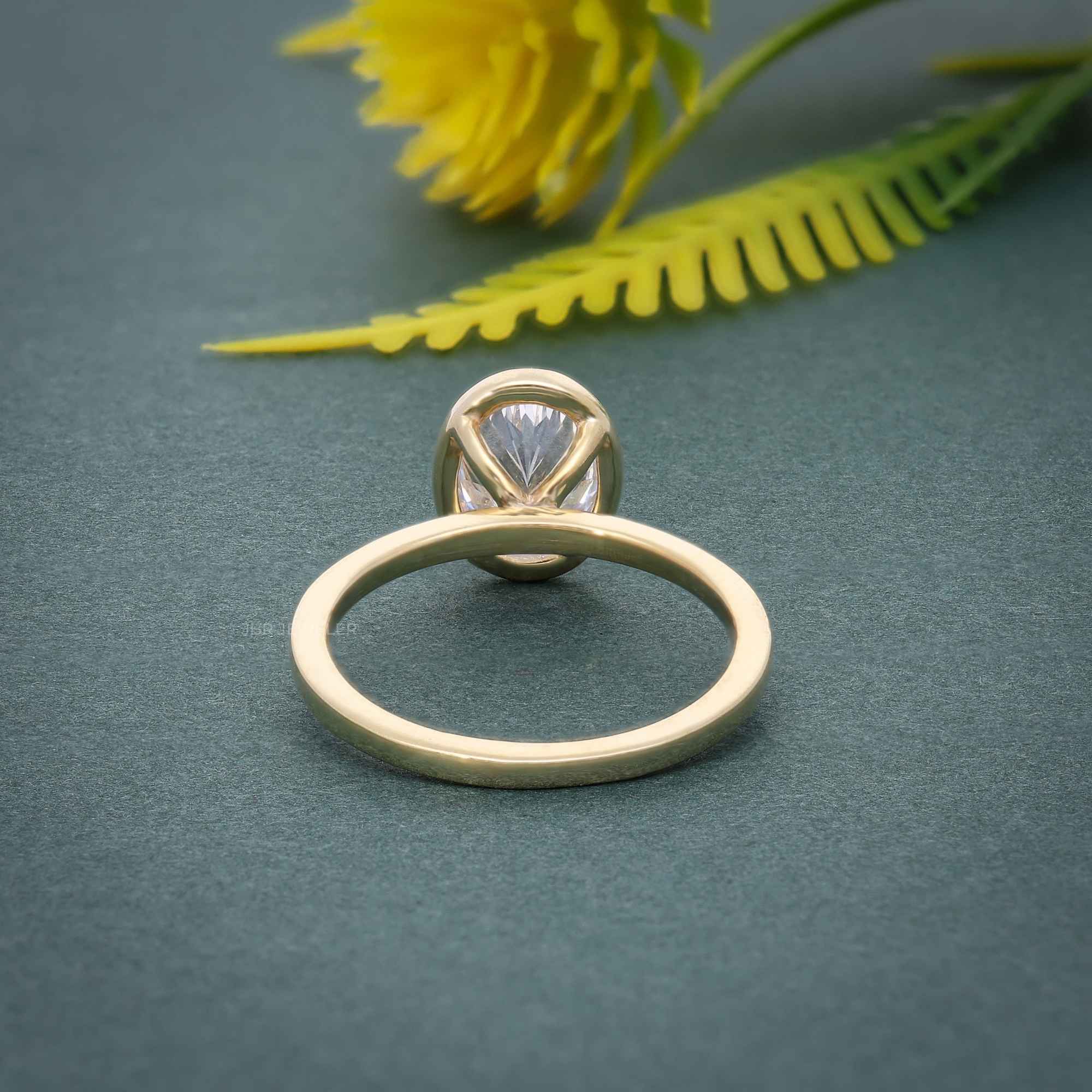 Classic Bezel Set Oval Lab Grown Diamond Engagement Ring - JBR Jeweler