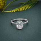 Classic Bezel Set Oval Lab Grown Diamond Engagement Ring - JBR Jeweler