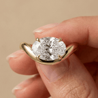 Oval lab diamond solitaire ring with elegant wave design
