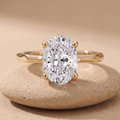 Oval lab diamond couple promise rings vintage style