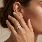 Oval center diamond ring in solid 14K gold