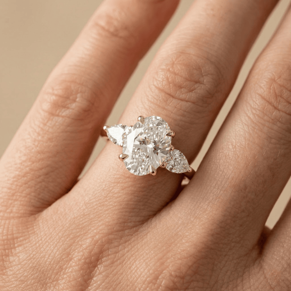 14K yellow gold oval diamond bridal jewelry