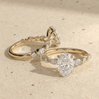 Oval Lab Diamond Engagement Ring, Danty Marquise Band - 14K - view 6