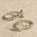 Elegant oval lab diamond bridal ring in solid gold