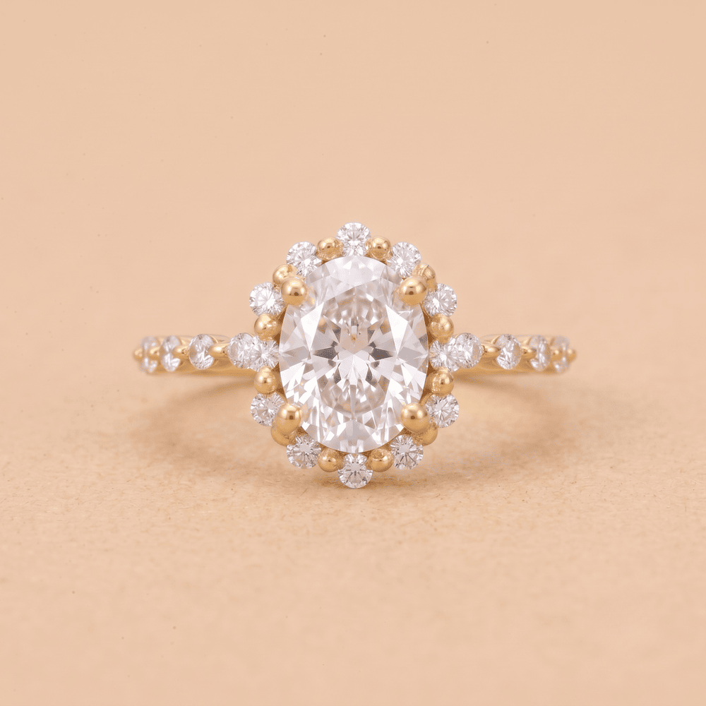 Oval lab diamond ring side profile