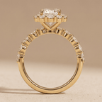 Oval halo promise ring in 14K gold