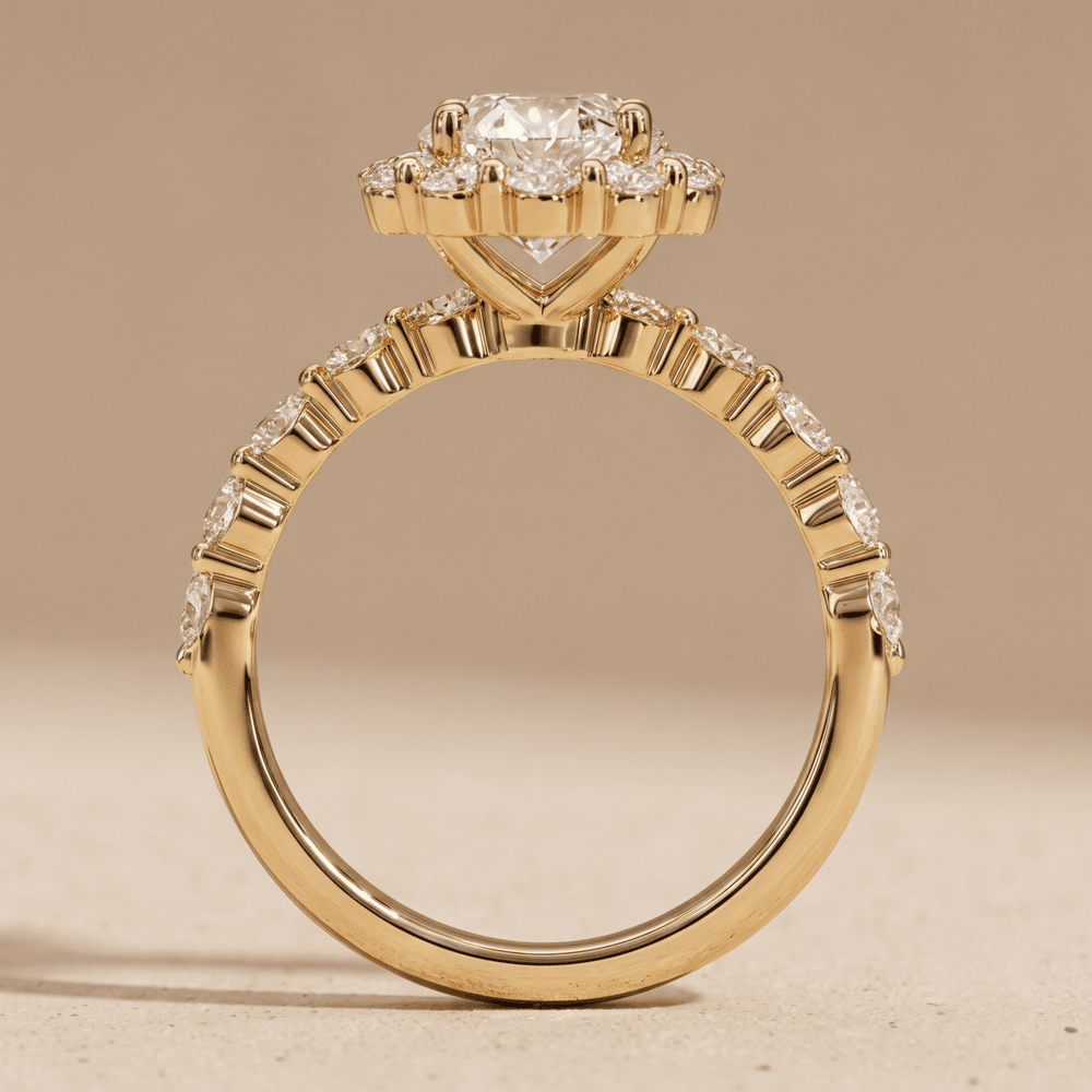Oval halo promise ring in 14K gold