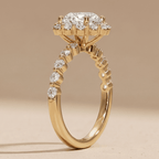 Shared prong diamond ring sparkle detail
