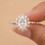 Oval lab diamond ring gift box