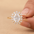Oval cut diamond promise ring for her front view