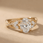 Elegant oval lab diamond bridal ring in gold