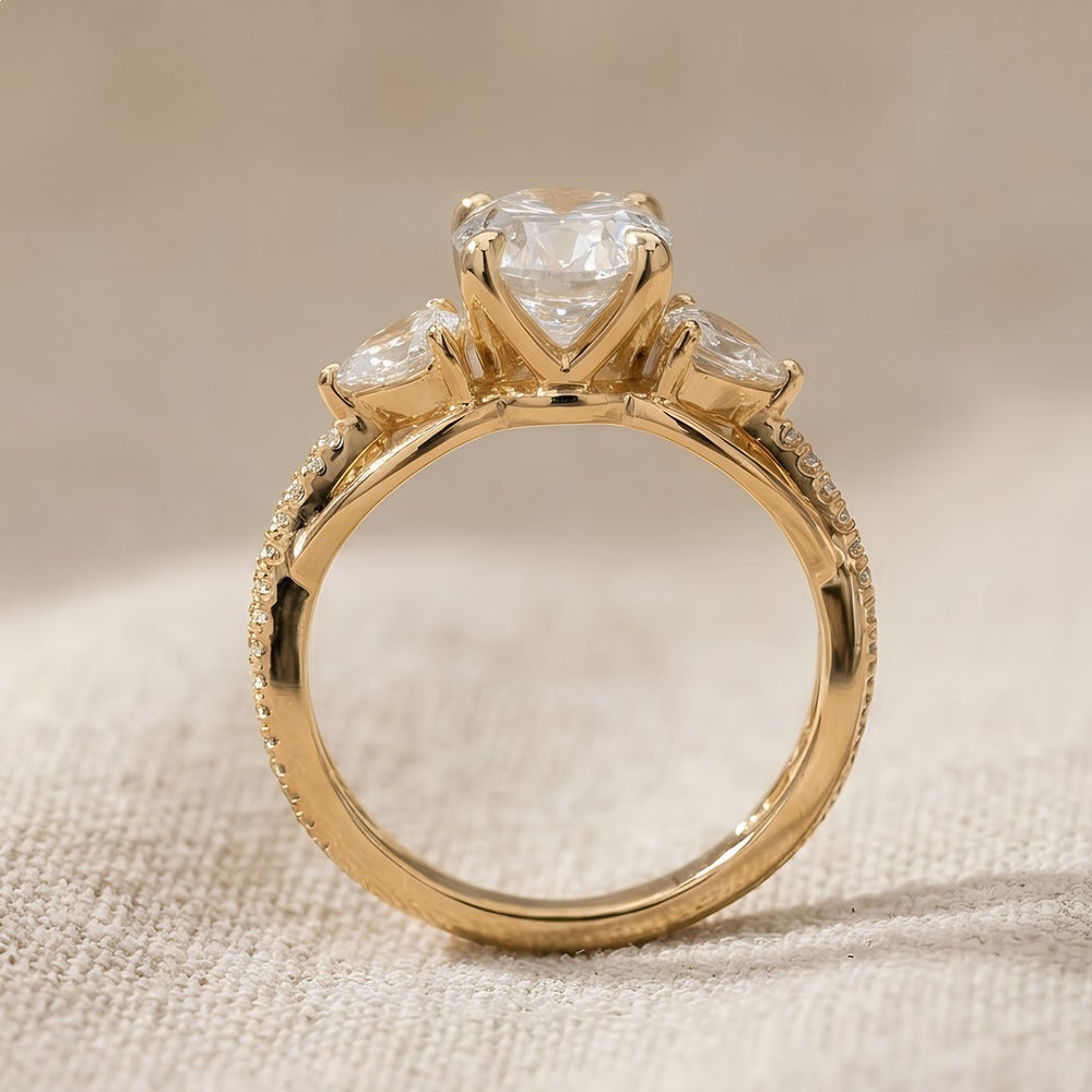 Gold oval lab diamond anniversary gift ring