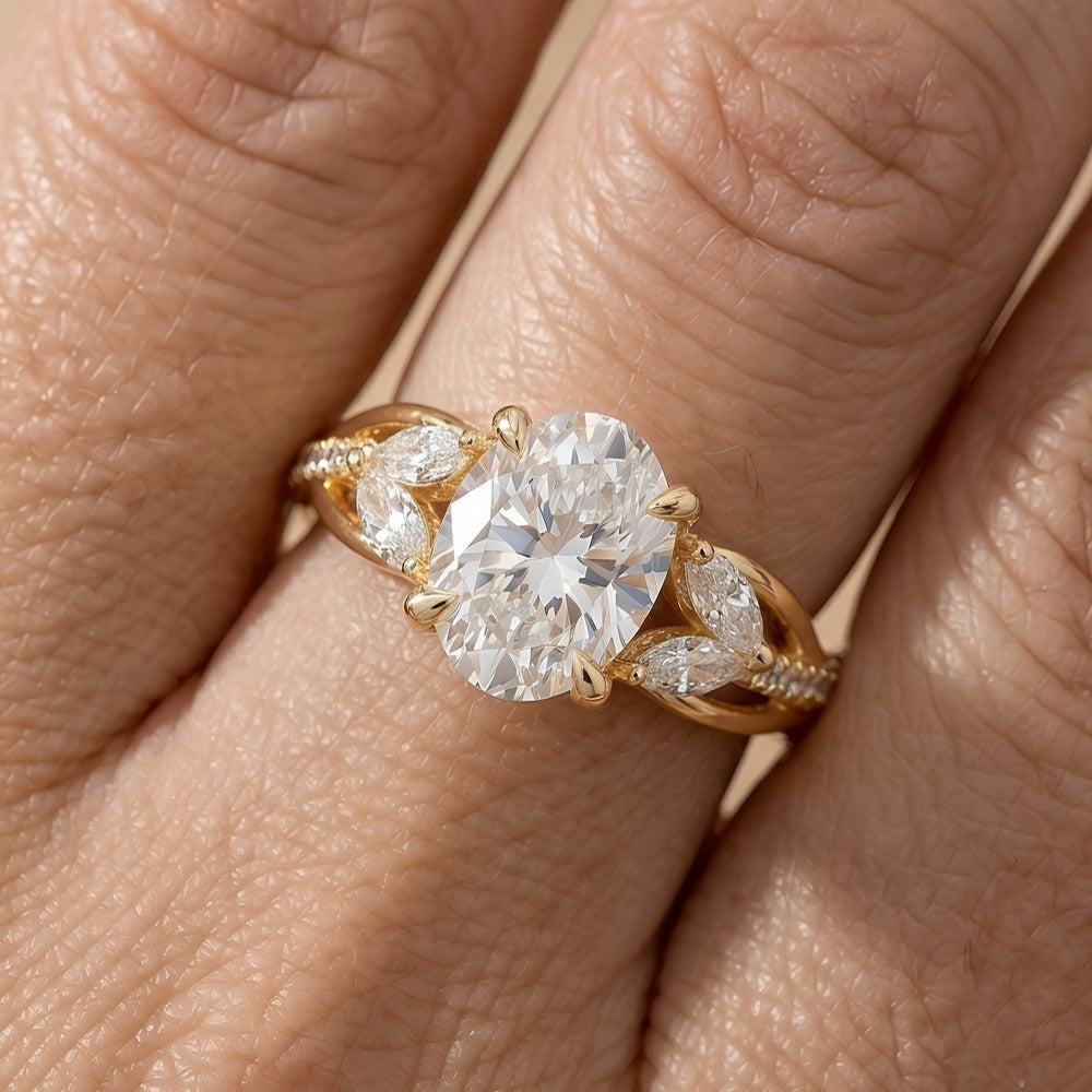 Oval lab diamond engagement ring for proposal