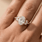 Botanical style oval lab diamond gold ring
