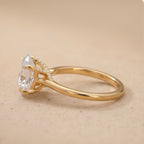 Oval Cathedral Ring Side View Showing Diamond Profile