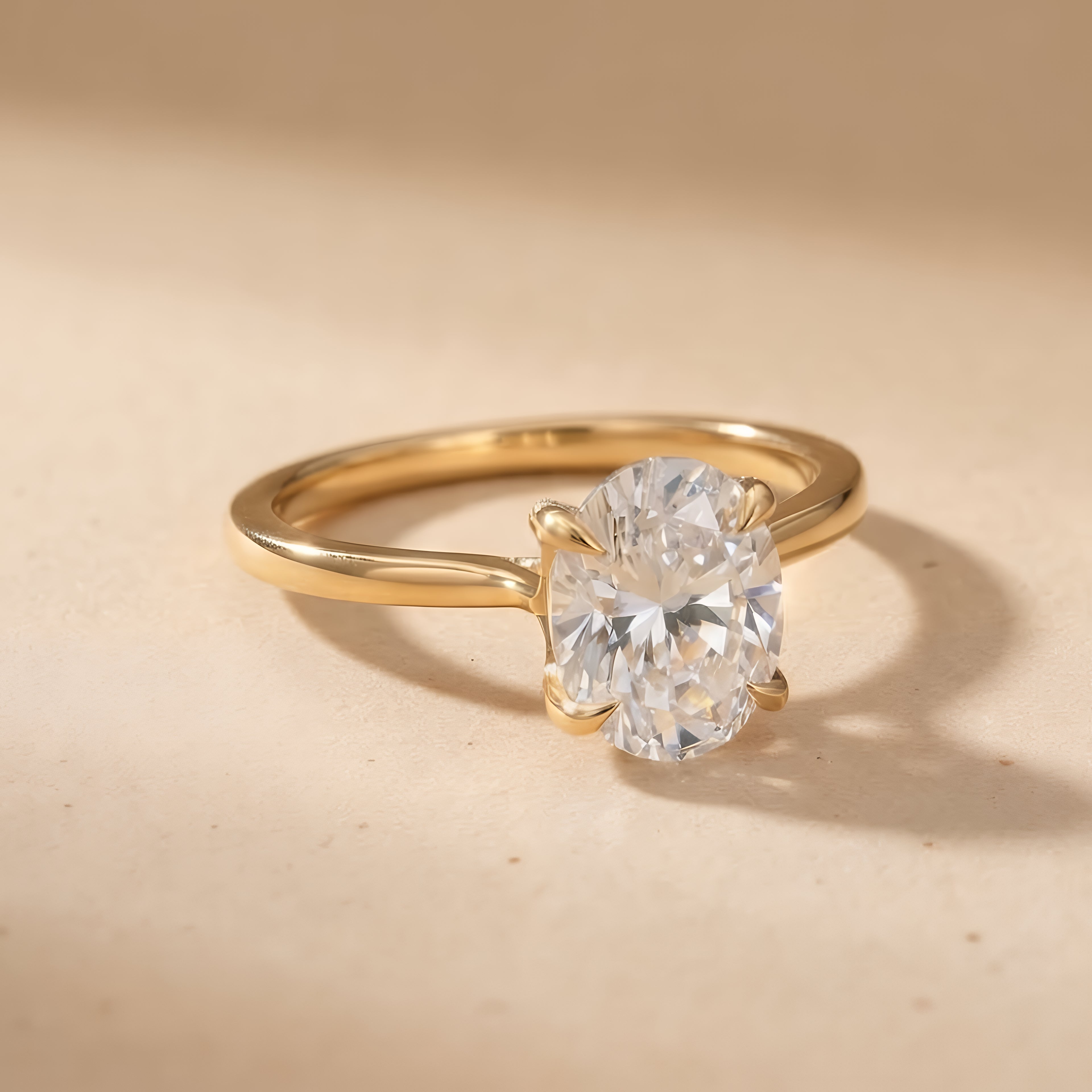 IGI Certified Oval Lab Grown Diamond in Cathedral Setting