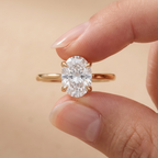 Cathedral Set Oval Cut Lab Grown Diamond Ring Close-Up
