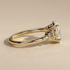 Oval diamond cluster engagement ring side view