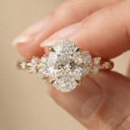 10K gold oval lab diamond cluster ring for women