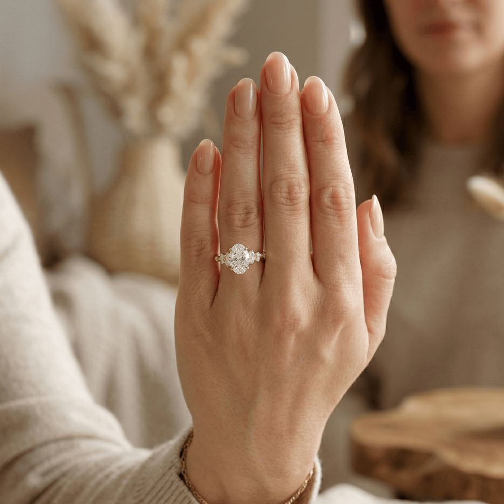 Luxury oval lab grown diamond ring for women and brides