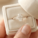 10KT yellow gold oval diamond cluster ring close up