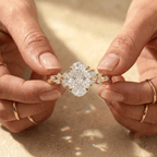 Oval cluster diamond ring for marriage proposal