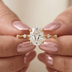 Slim band oval diamond engagement ring for a proposal