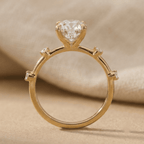Dainty oval diamond promise ring with thin band