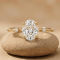 Oval Lab Grown Diamond Engagement Ring - Thin Wedding Band