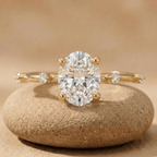 Oval Lab Grown Diamond Engagement Ring - Thin Wedding Band