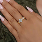 Oval Moissanite Diamond Engagement Ring With Marquise Accent - JBR Jeweler