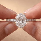 14K gold oval lab diamond promise ring for her