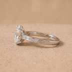 14K yellow gold oval diamond promise ring