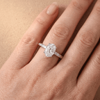 Solid gold oval lab diamond ring close up