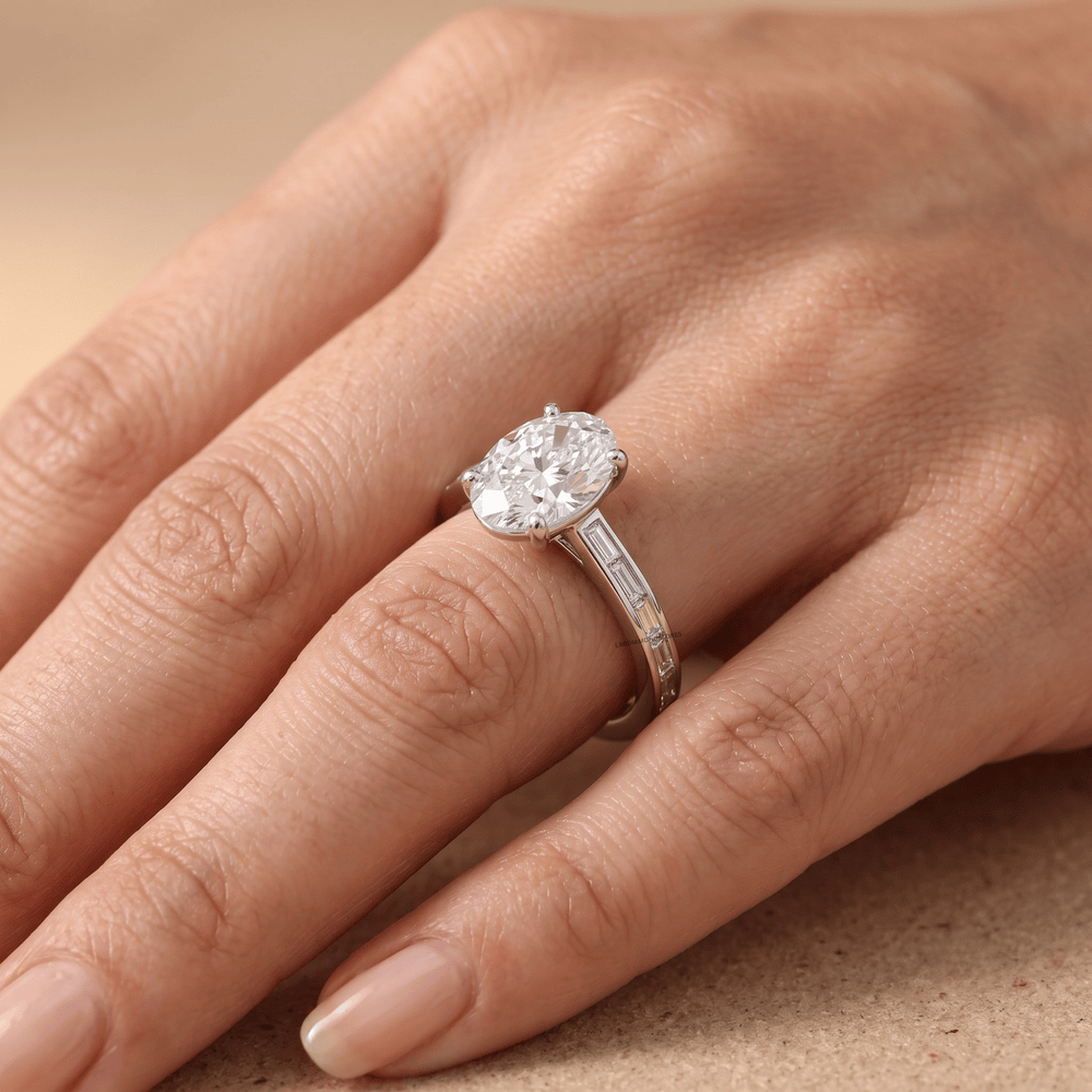 Oval lab diamond ring for anniversary gift