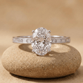 Oval lab grown diamond ring in 14K solid gold