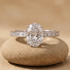 Oval lab grown diamond ring in 14K solid gold