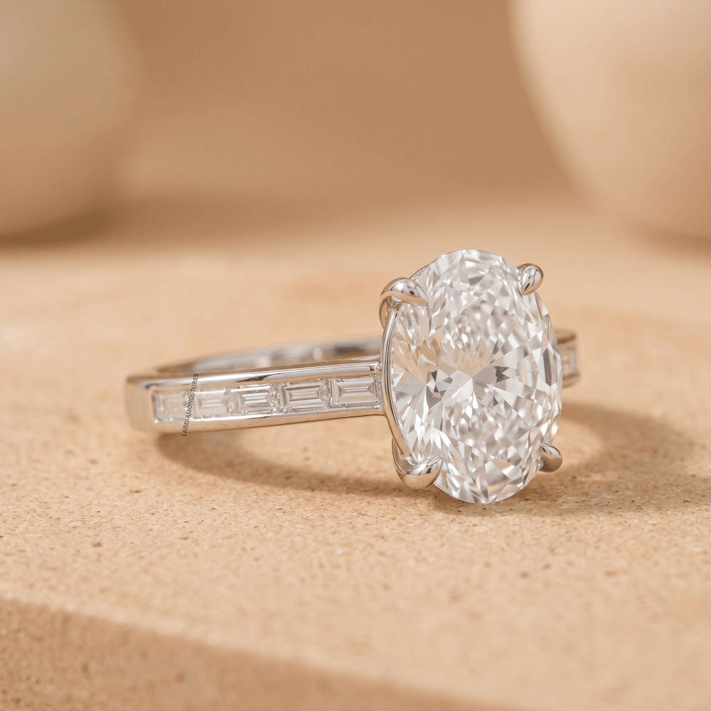 Elegant oval lab diamond ring for women