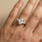Lab grown oval diamond ring with elevated cathedral setting