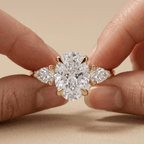 Oval lab diamond promise ring with elegant cathedral setting