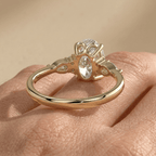 Oval lab diamond ring with elegant three stone setting