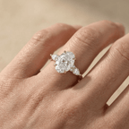 Oval center stone gold bridal engagement ring