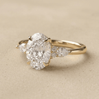 Oval lab diamond engagement ring with side stones