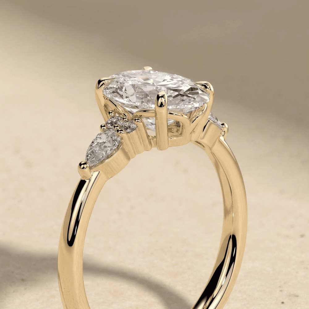 Gold oval diamond ring for wedding proposal