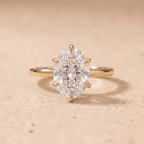 Oval lab grown diamond wedding ring in 14K dainty gold