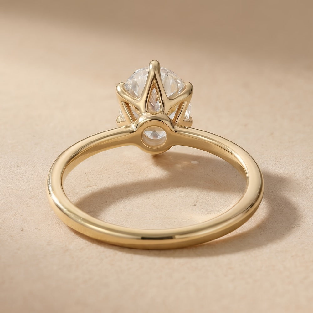 Oval lab grown diamond ring top view